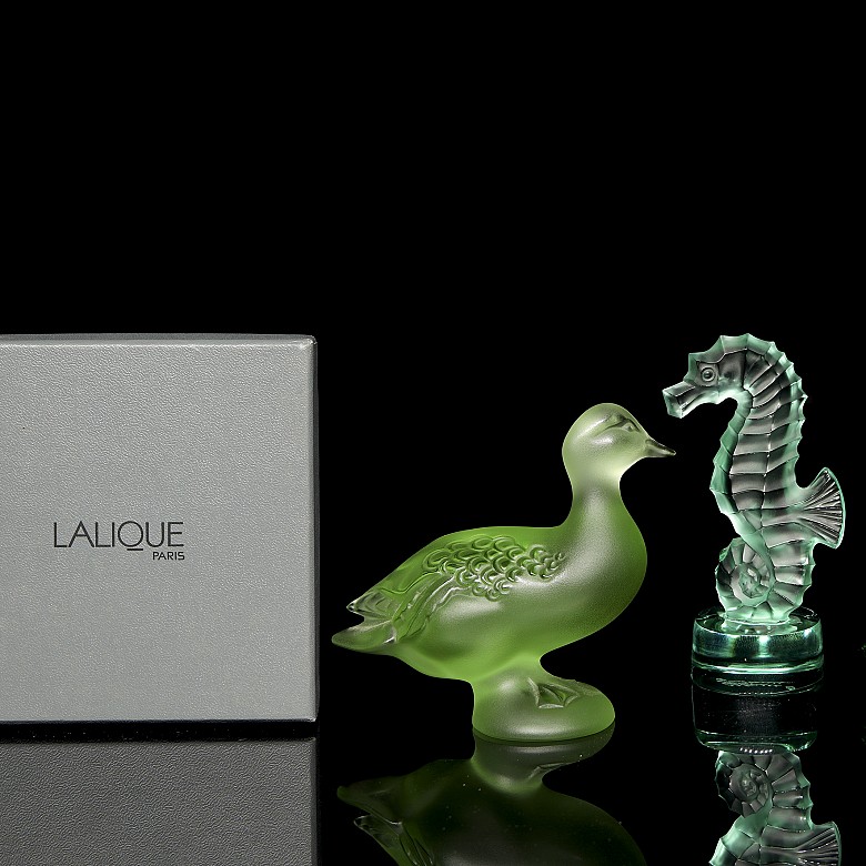 Tres figuras de cristal de Lalique, s.XX