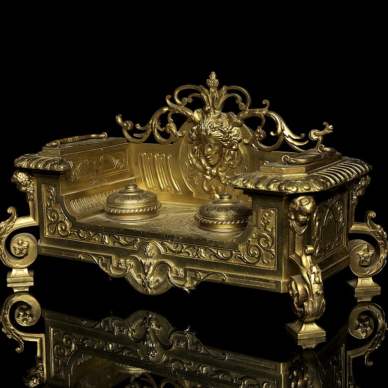 Large Italian gilt metal writing desk, early 20th century - 7