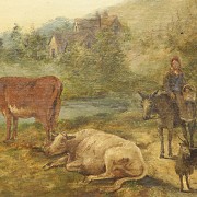 19th century English School ‘Landscape with cattle’, 1862 - 2