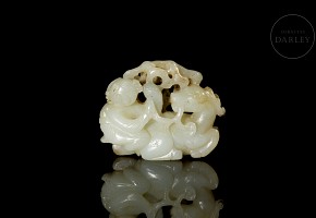 Carved jade figurine ‘Girl with ram’, Qing dynasty