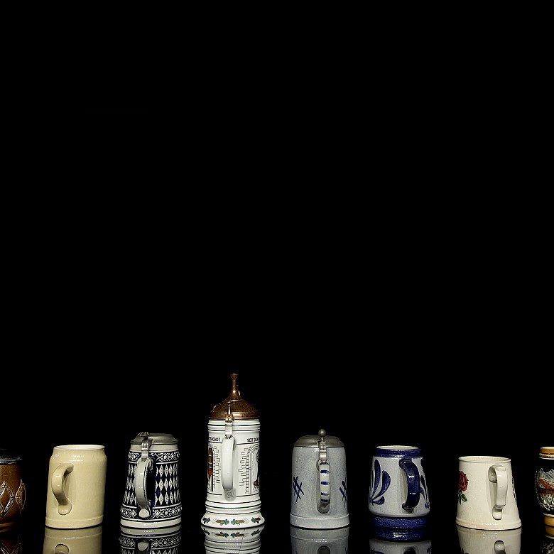 Collection of ten ceramic beer steins, 20th century