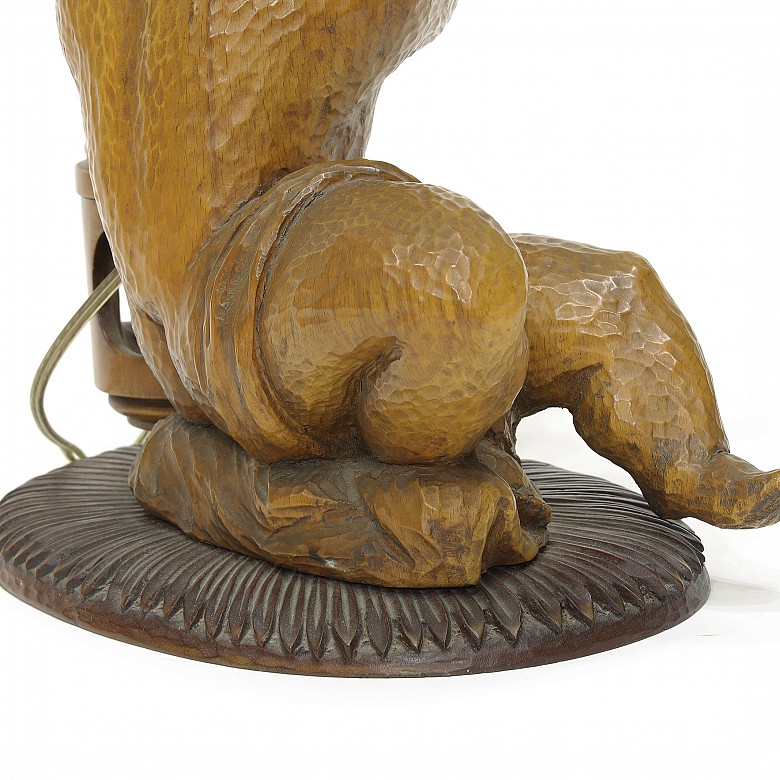 Vicente Andreu. Wooden lamp with sculpture, 20th century.