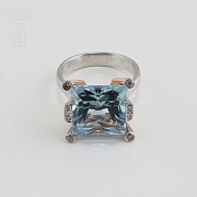 Bicolor ring in pink and white gold, topaz 9.55cts diamonds - 1
