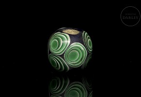 Blue and green enamel bead, Warring States period