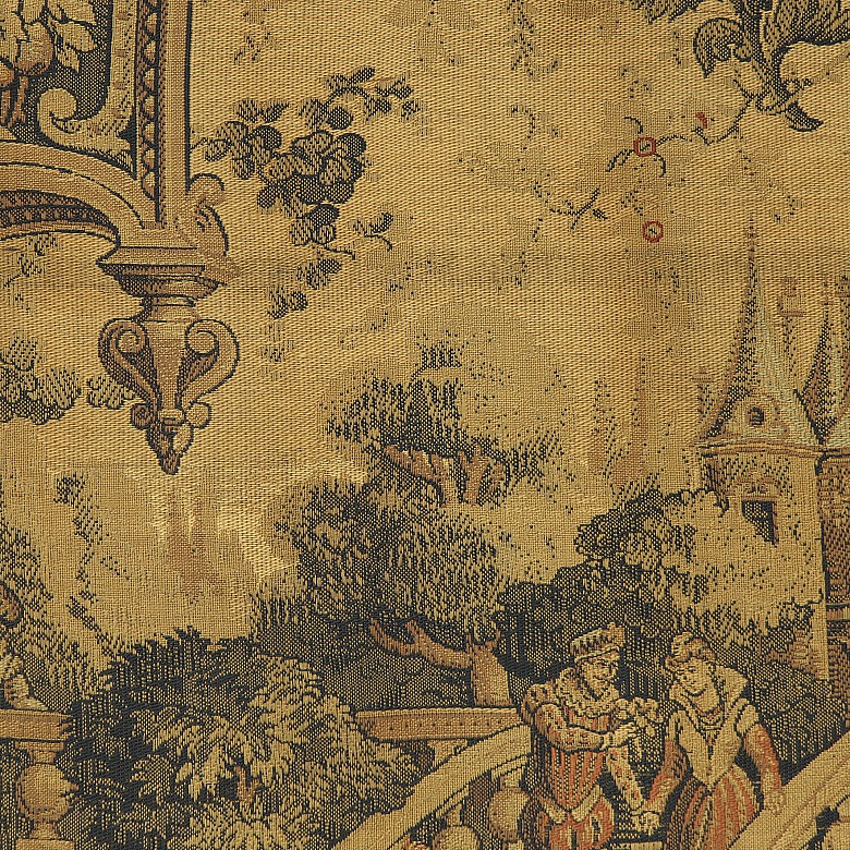 Tapestry with gallant scene, late 20th century