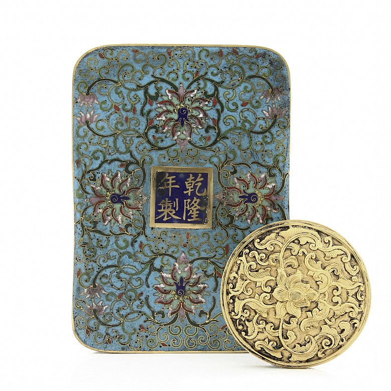 Cloisonné emamel inkwell, China, Qing dinasty (1644-1912)