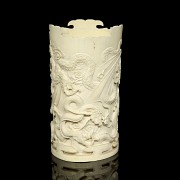 Carved ivory cylinder ‘Dragons’, 20th century