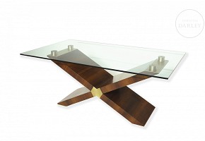 Table of rosewood and glass top