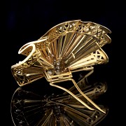 Brooch 18 kt yellow gold with diamonds, 20th century