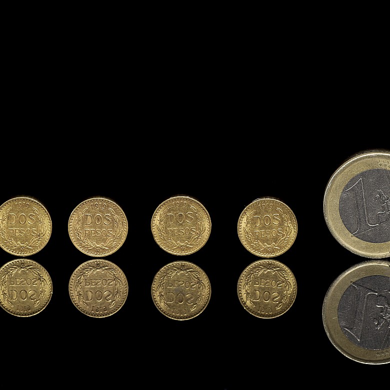 Four ‘Two Mexican Pesos’ gold coins, 1919