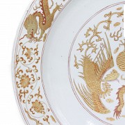 Large plate with dragon and phoenix, 20th century