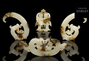 Set of four white jade ornaments, Warring States Period