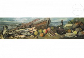 Josep Mayol Hernández (1910-1971) ‘Still life with boat’