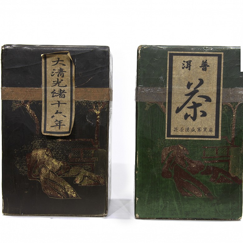 Lot of two boxes with tea, late 19th century