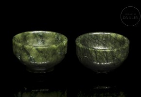 Pair of small jade bowls, 20th century