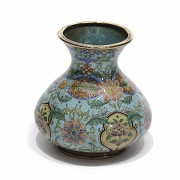 Small enameled metal vase, 20th century