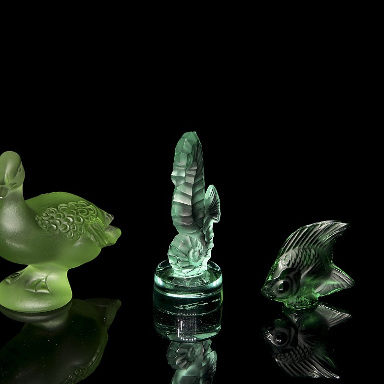 Tres figuras de cristal de Lalique, s.XX