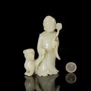 Carved jade figurine ‘Luohan with foo dog’, Qing dynasty