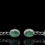 White gold earrings with emeralds and diamonds