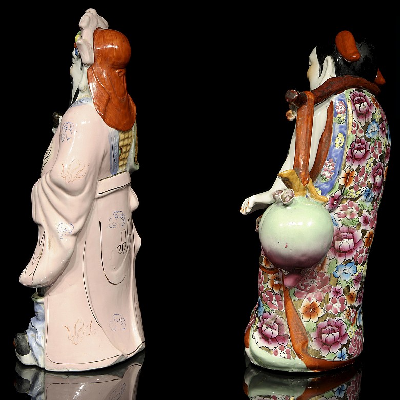 Pareja de sabios de porcelana, China, S.XX