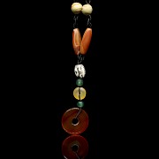 Beautiful agate and glass bead and ‘Dzi’ necklace, Qing dynasty - 3