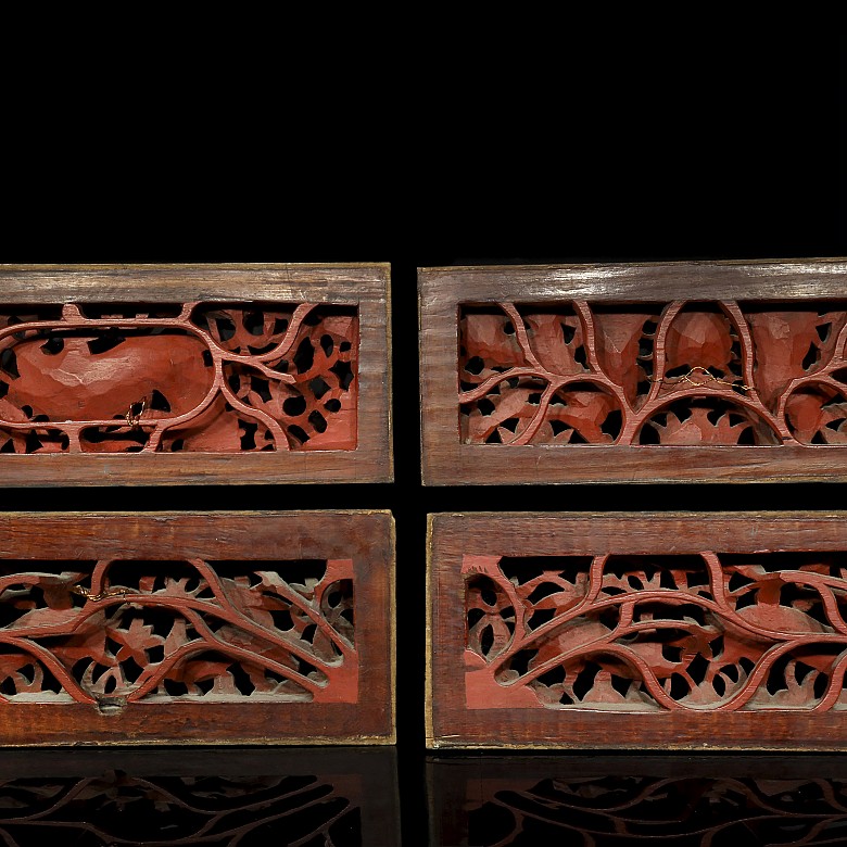 A Indonesian carved wood panels, 20th century