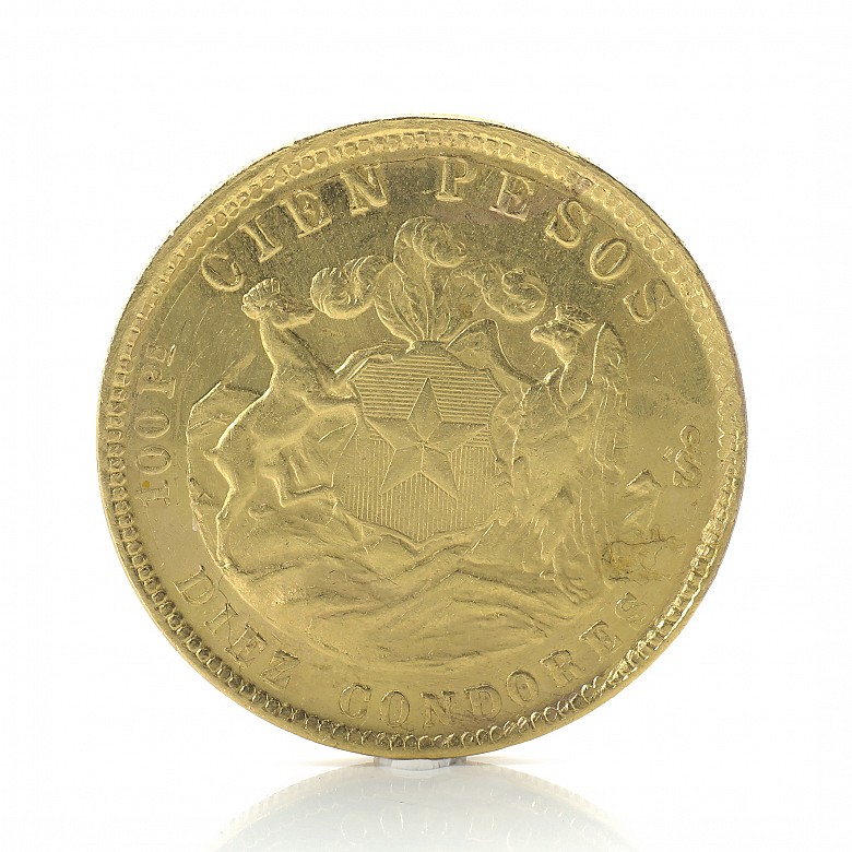 Cien pesos, República de Chile, oro 900 milésimas