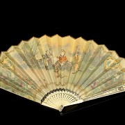 Fan with bone stick ‘Escena galante’, 19th century