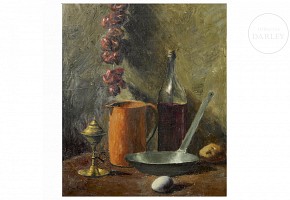 Juan Guillem Satorre (20th century) ‘Still life with frying pan’