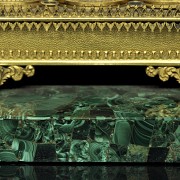 Louis XIV style scribe's desk on malachite, 19th century