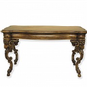 Louis XV wooden writing desk with ram's feet, 20th century