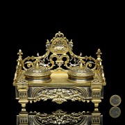 Louis XIV style gilt inkwell, 19th-20th century - 11