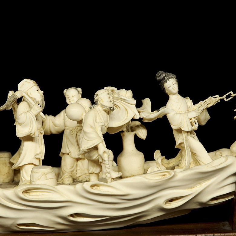 Carved ivory figure ‘Embarkation’, early 20th century