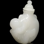 Botella de rapé de jade blanco, dinastía Qing, S.XIX