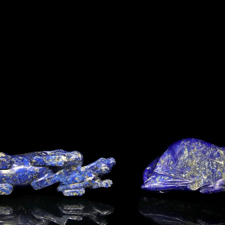 Two lapis lazuli figures of animals, 20th century