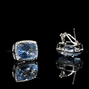 Earrings in 18kt white gold with topaz and diamonds