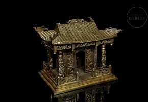 Small carved wooden temple, 19th - 20th century