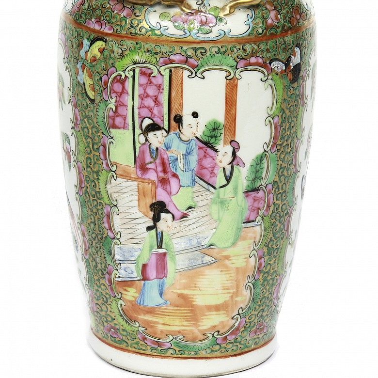 Porcelain Canton vase, mid 20th century