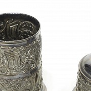 Cigar container and table lighter in Spanish silver, 20th century