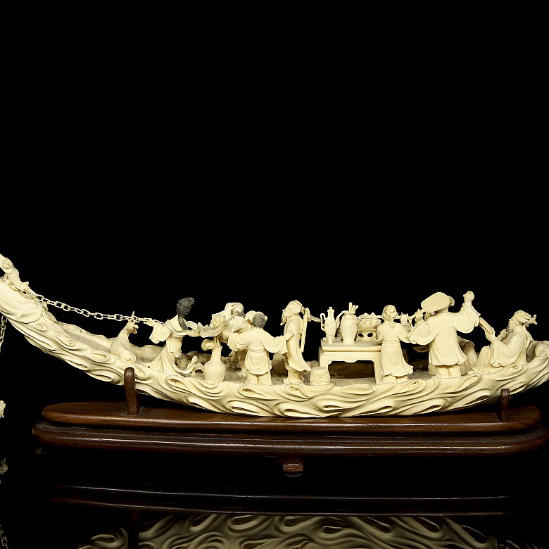 Carved ivory figure ‘Embarkation’, early 20th century