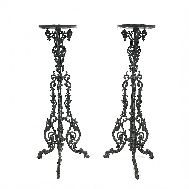 Pair of cast-iron pedestals, 20th century