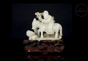 Carved jade fiura ‘Elder and Donkey’, Qing dynasty