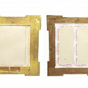 Pair of carved and gilded wood mirrors, 20th century