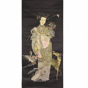 Asian embroidery ‘Lady with crane and deer’, 20th century