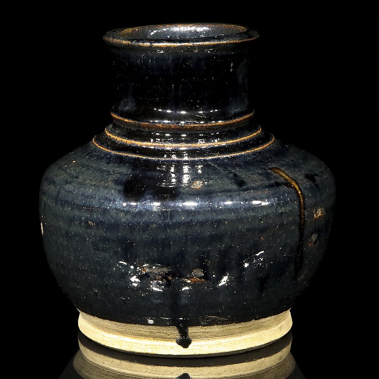 Ceramic vase, black glaze, 20th century