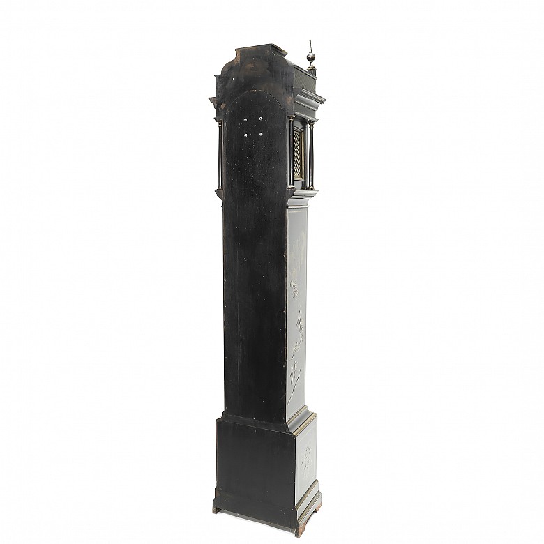 Lacquered tall case clock with oriental-style decoration, 20th century