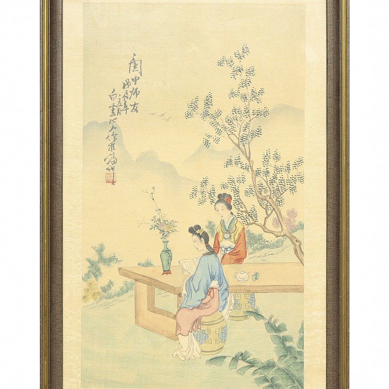 Pair of paintings ‘Ladies’, 20th century - 1