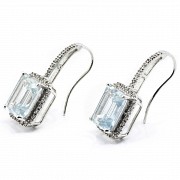 Pendientes con aguamarinas y diamantes.