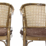 Pair of chairs with lattice seat, 20th century