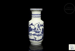 Blue and white porcelain vase “Landscape”, with Kangxi seal